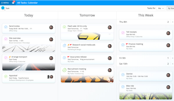 Calendar view with new block-shaped tasks