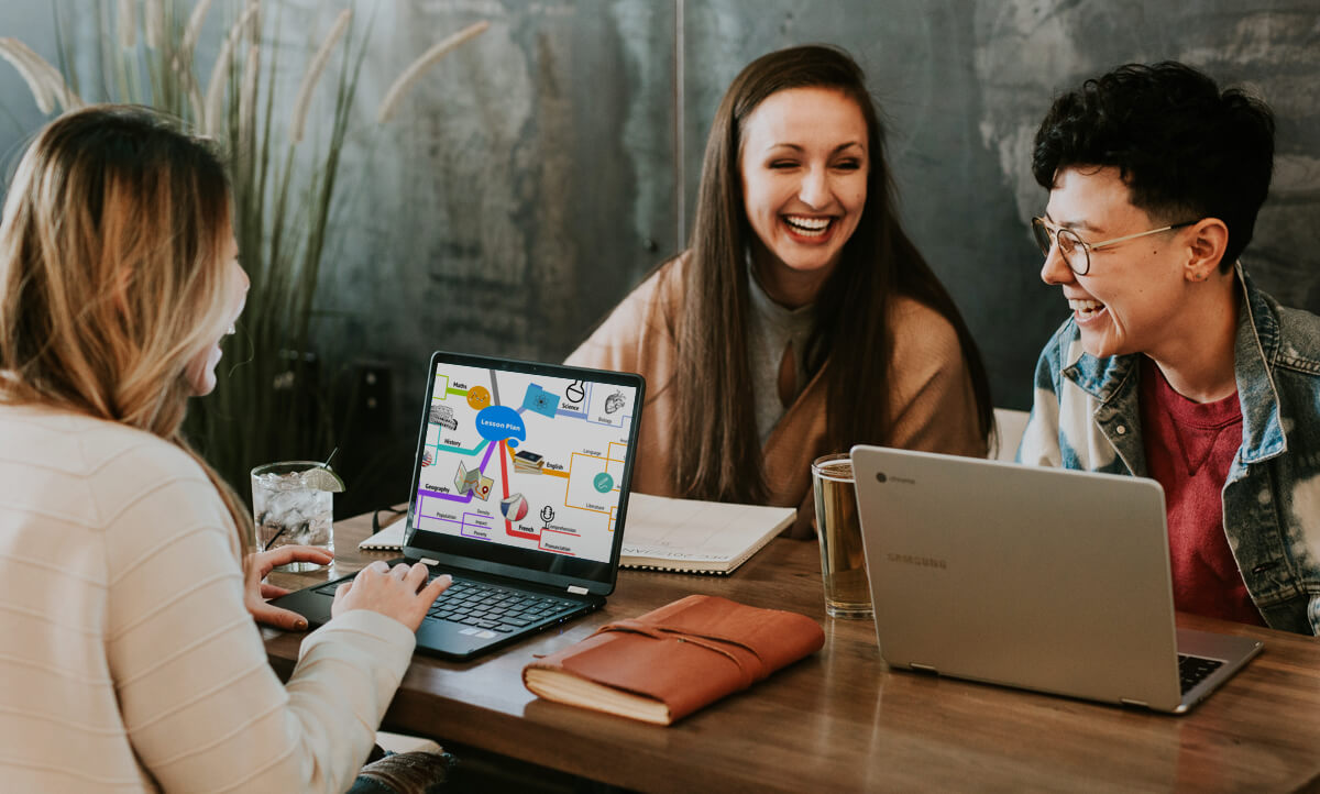 team working at desk