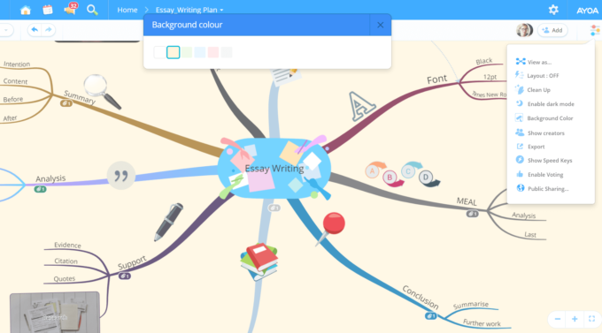 Change Mind Map Background Colors in Ayoa