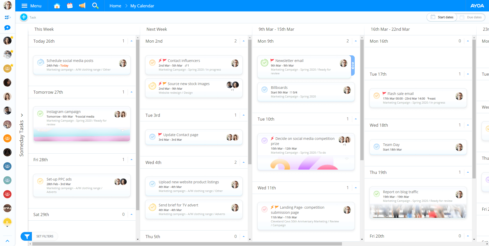 Ayoa | How to use My Calendar in Ayoa
