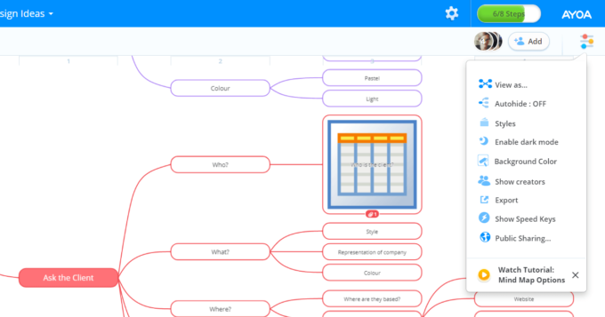 Mind Map Options - Exports and Background Color