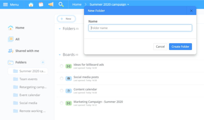 How to create a Folder in Ayoa