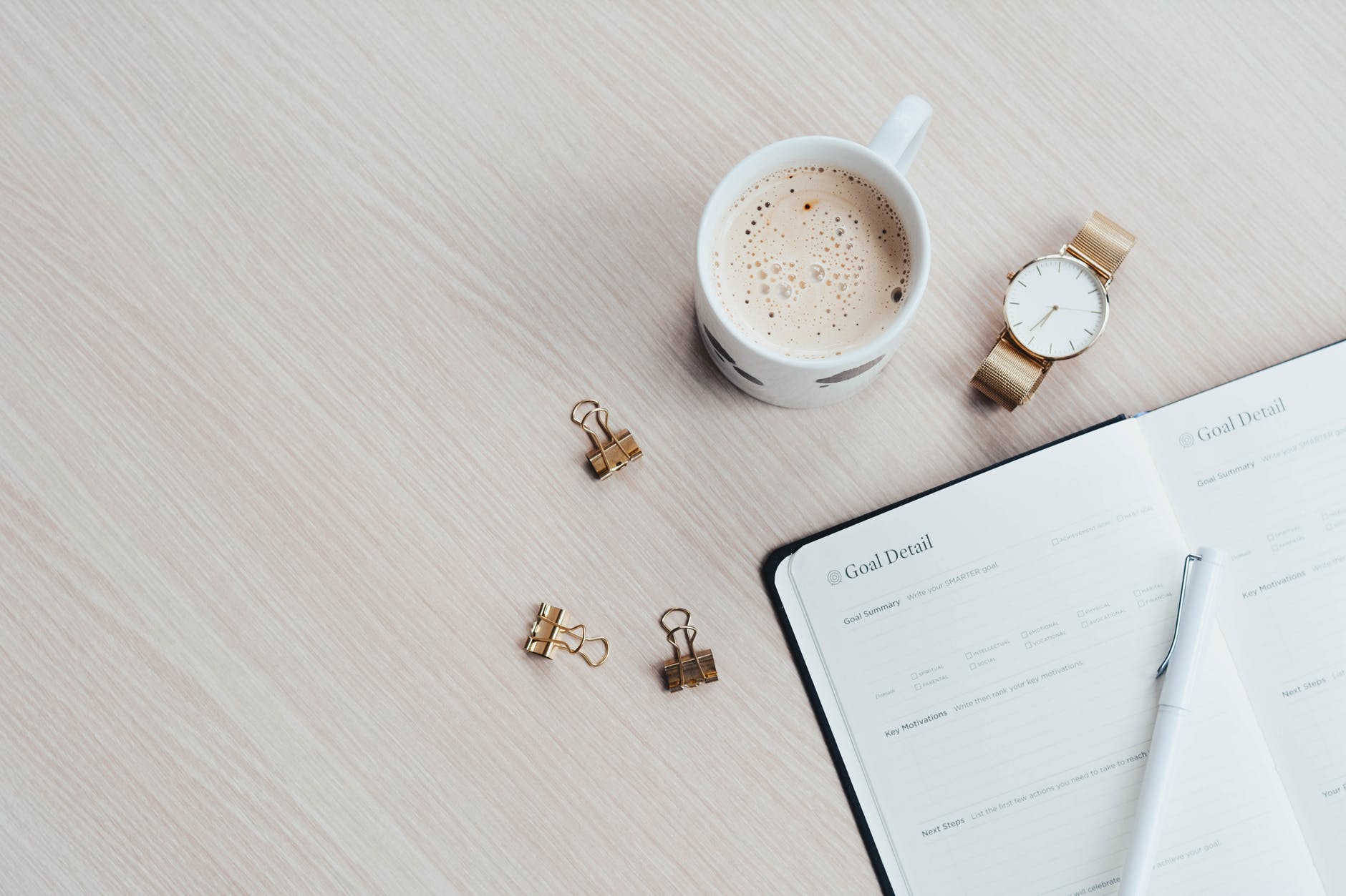 planner and coffee