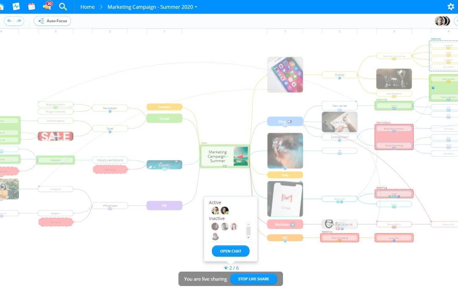 The live share feature in Ayoa