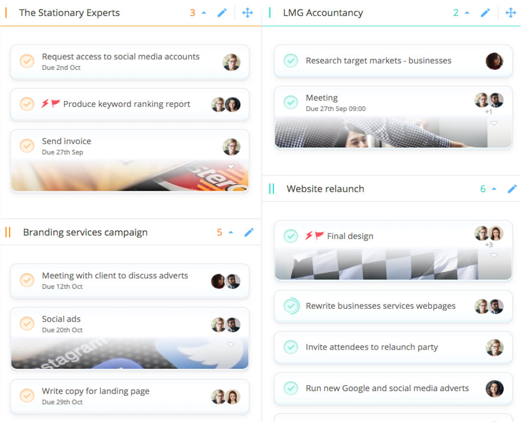 Ayoa's kanban style workflow view