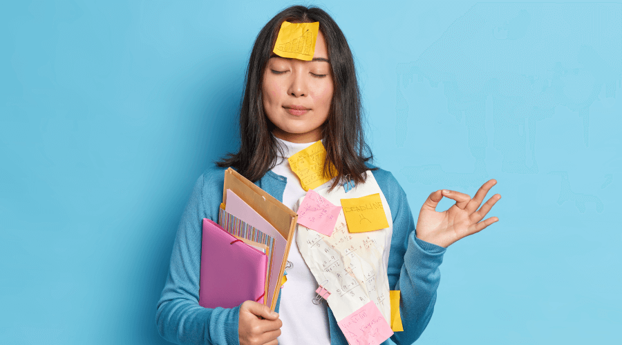 woman with sticky notes